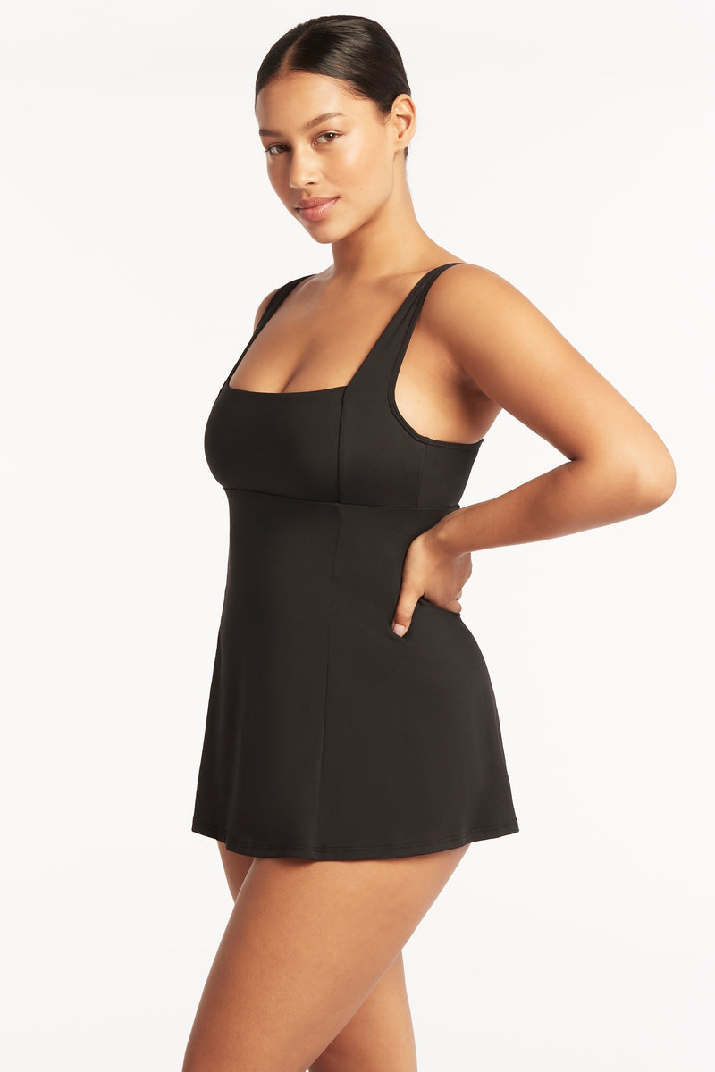 Eco Essentials Square Neck Tummy Control Swim Dress / Sea Level