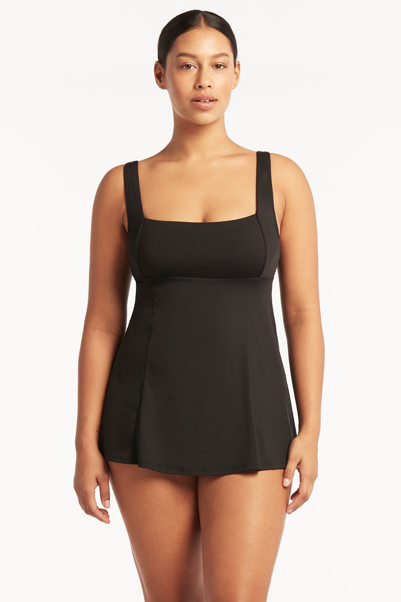 Eco Essentials Square Neck Tummy Control Swim Dress / Sea Level