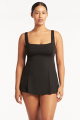Eco Essentials Square Neck Tummy Control Swim Dress / Sea Level