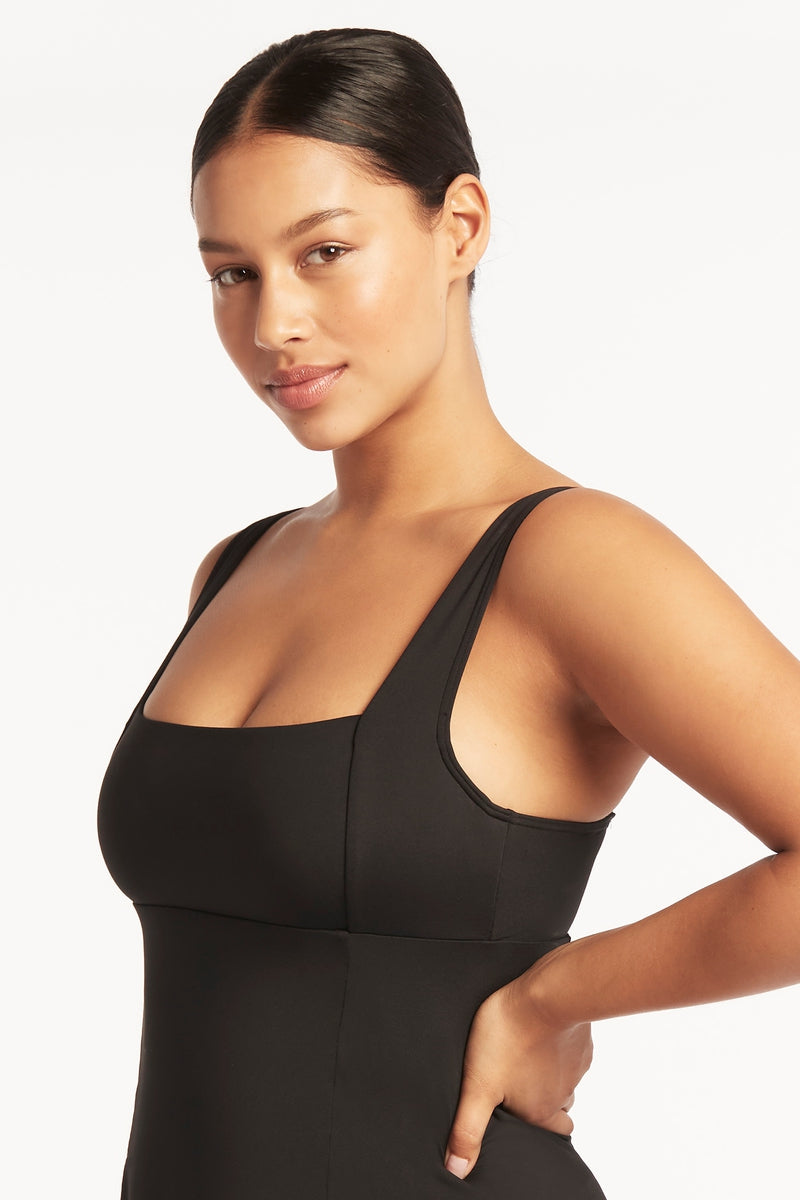 Eco Essentials Square Neck Tummy Control Swim Dress / Sea Level