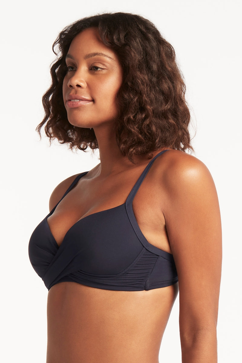 Eco Essentials Cross Front Moulded Cup Bra / Sea Level