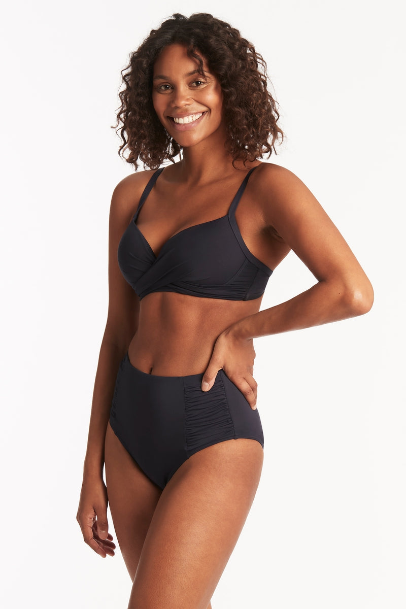 Eco Essentials Cross Front Moulded Cup Bra / Sea Level