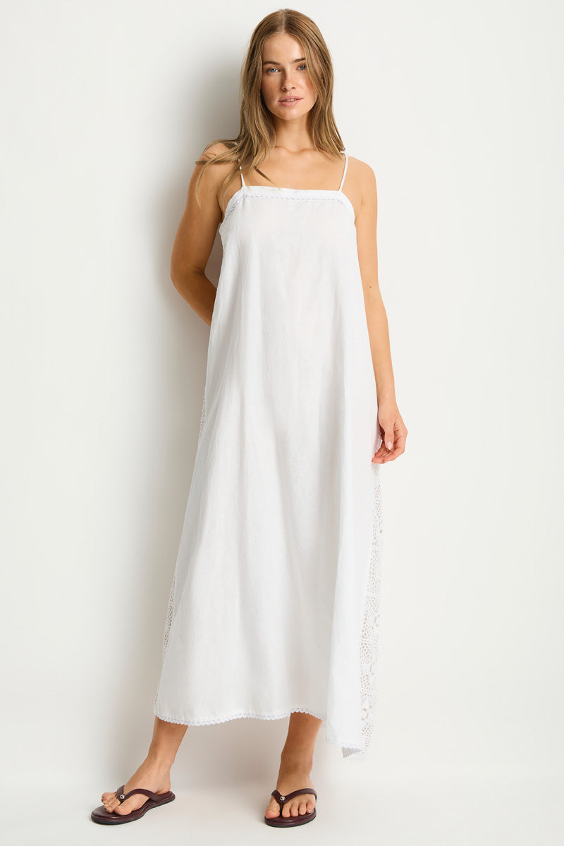 Shore Linen Panelled Bandeau Lace Maxi Dress / Sea Level