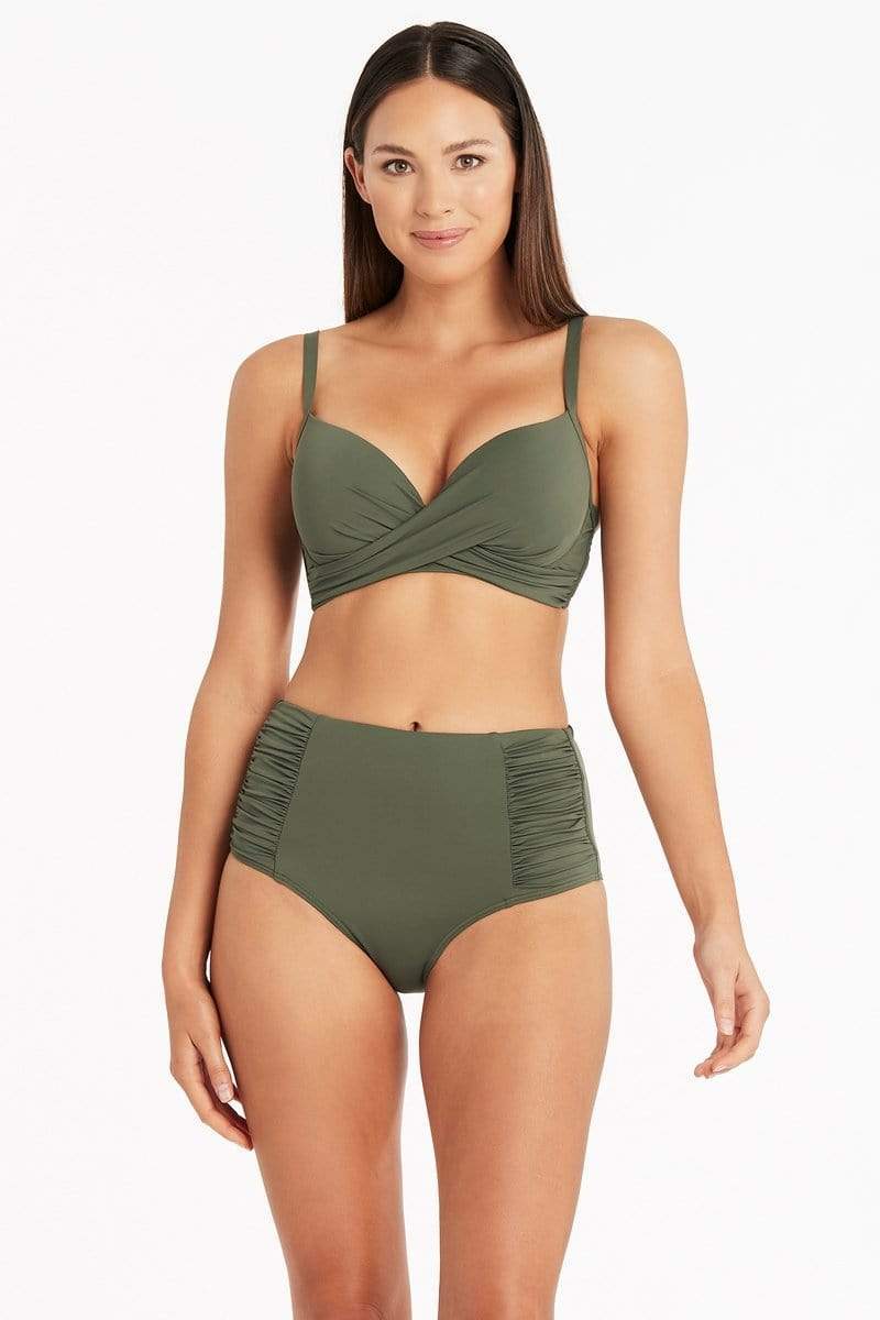 Eco Essentials Cross Front Moulded Cup Bra / Sea Level